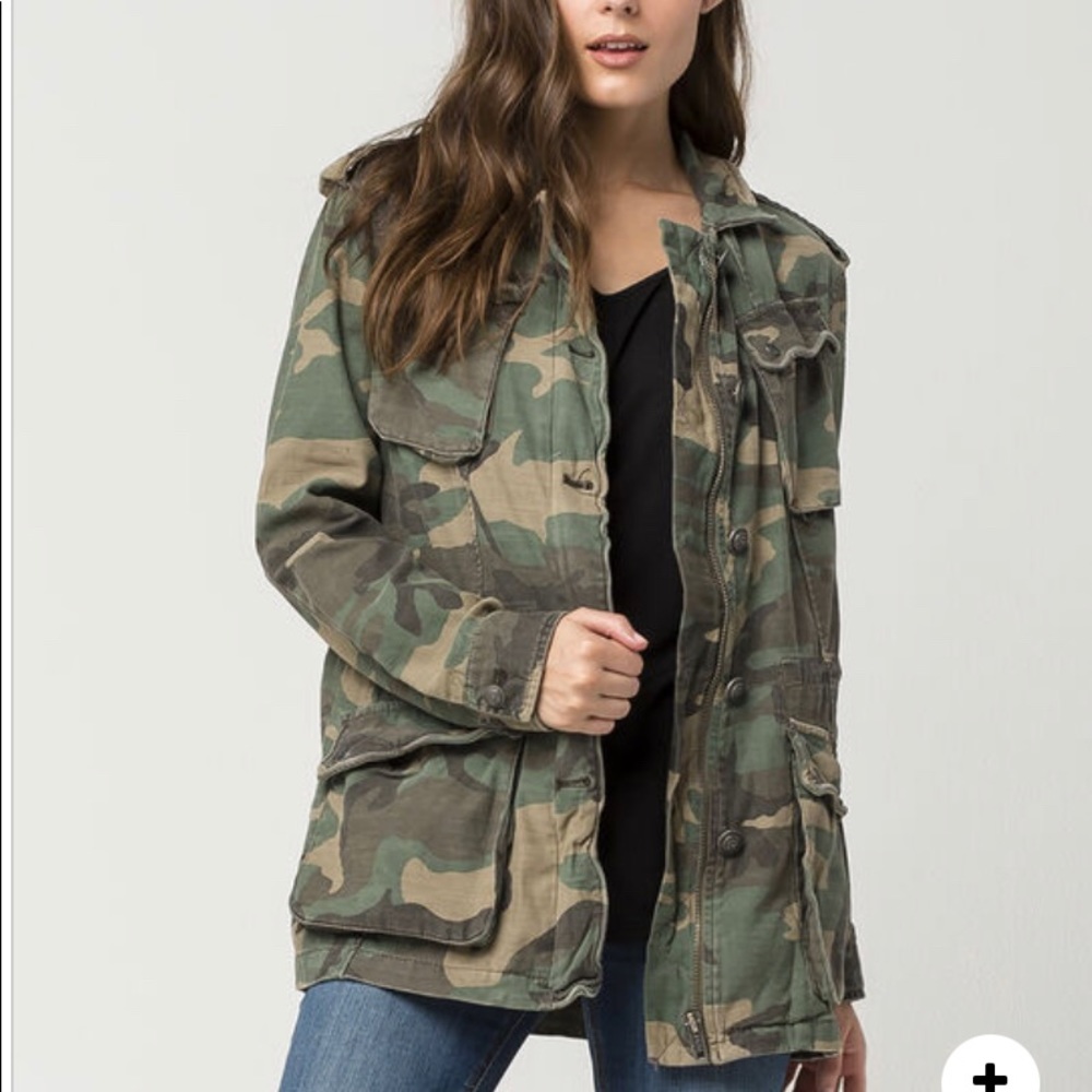 Free People Not Your Brother's jacket Size XS Camo Olive Green